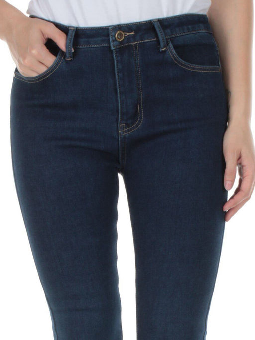 D1421 BLUE Джинсы женские утепленные - Фабричный китай фото 5