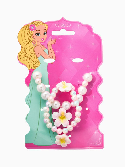 Набор детский «Выбражулька. Жемчуг», 3 предмета: бусы, кольцо, кольцо, желтый, белый