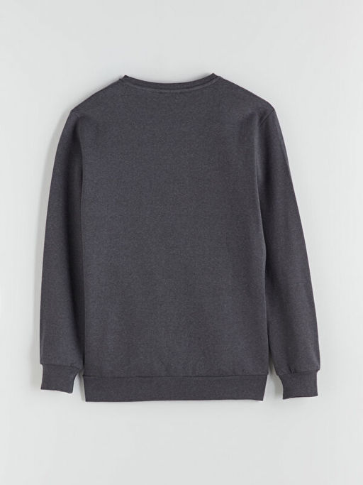 Bisiklet Yaka Bask?l? Erkek Sweatshirt