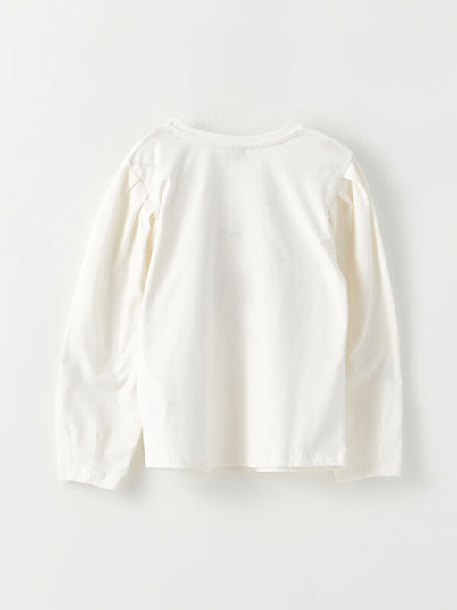 Bisiklet Yaka Bask?l? Uzun Kollu K?z ?ocuk Ti??rt - Waikiki фото 2