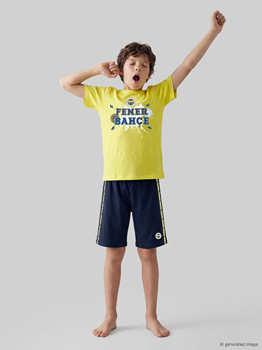Fenerbah?e Bask?l? Erkek ?ocuk ?ortlu Pijama Tak?m?