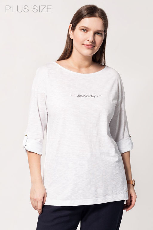 Лонгслив из фактурного хлопка с лаконичным принтом