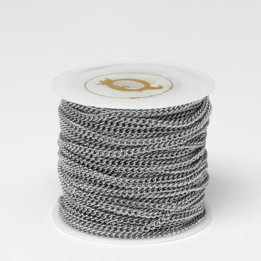 Цепочка железная без карабина на бобине, 0.11×0.11×0.1 см, L=10 м, цвет серебро