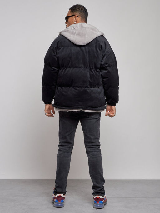 Плюшевая куртка мужская с капюшоном молодежная черного цвета 28117Ch - Mtforce фото 5