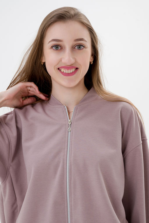 Бомбер из коттон фита кофе макси - Амадэль фото 10