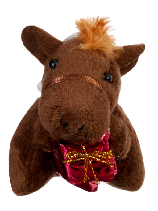 Цена за 2 шт. Мягкая игрушка Лошадка с подарком, 7 см МИКС