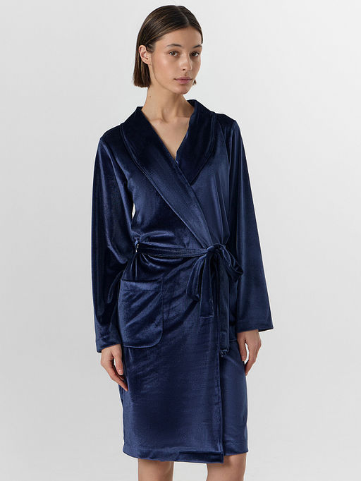 Халат женский синий велюровый - Mark formelle фото 3