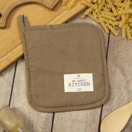 Цена за 2 шт. Прихватка «Этель» ECO, оливковая, 19×19 см, 70% хлопок, 30% лён, ватин 250 г/м²