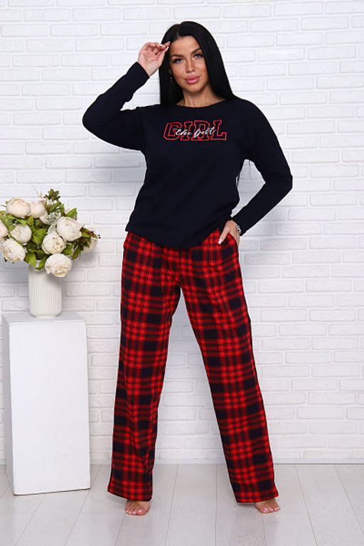 Костюм с брюками, принт, темно-синий (957-1) - Плиона фото 4