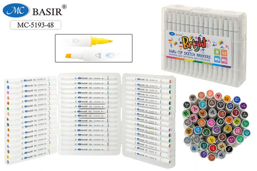 Набор скетчмаркеров двухсторонних 48цв., 1-7мм (MC-5193-48) на спиртовой основе, в пласт. боксе