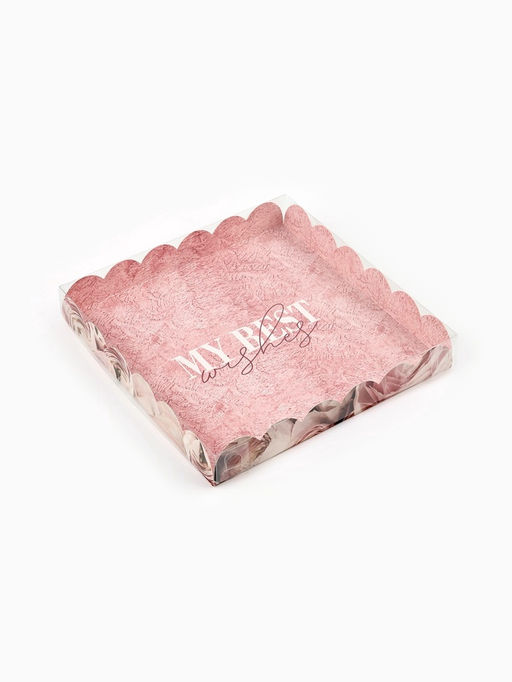 Цена за 5 шт. Коробка для печенья с прозрачной крышкой My best wishes, 21×21×3 см