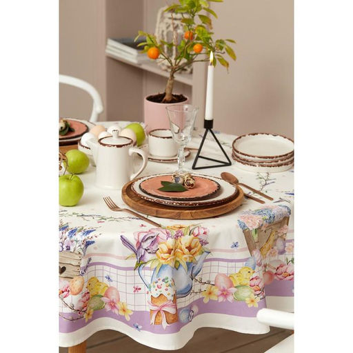 Скатерть Этель Spring easter d=214см +/-3см, 100% хлопок, саржа 190 гр/м2  фото 4
