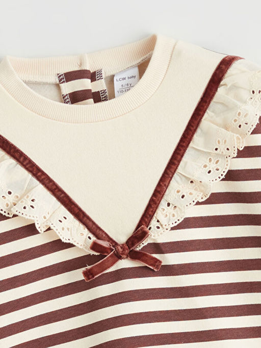 Bebe Yaka ?izgili K?z ?ocuk Sweatshirt ve Tayt