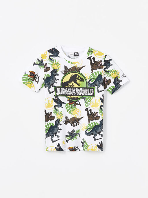 Bisiklet Yaka Jurassic World Bask?l? K?sa Kollu Erkek ?ocuk Ti??rt