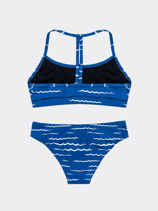 Стильный раздельный купальник синий с рисунком волн для девочек - Mark formelle фото 4
