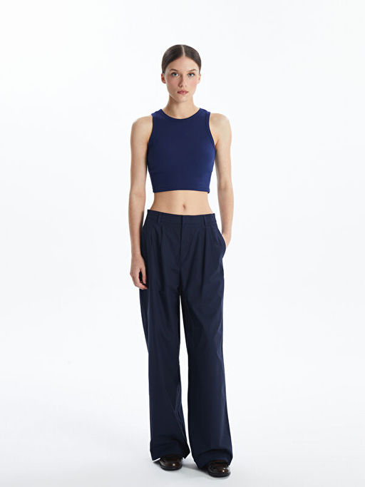 Bisiklet Yaka Dokulu Kad?n Crop