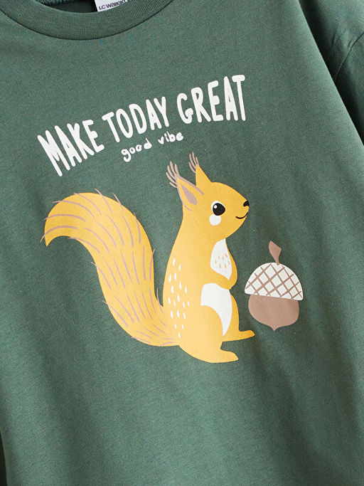 Bisiklet Yaka Bask?l? Erkek ?ocuk Ti??rt