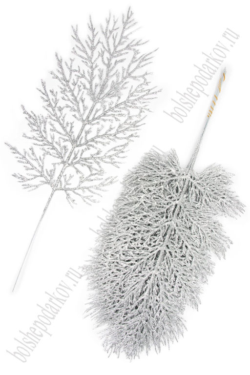 Ветки с глиттером 40*16 см (10 шт) SF-3125, серебро - Больше подарков фото 2