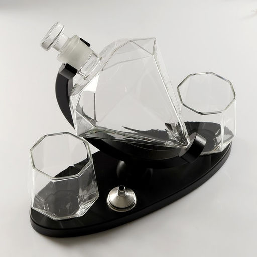 Мини-Бар «Рубин», на подставке, на 2 персоны, штоф - 850 мл, стаканы - 300 мл, 28.5×11×21.5 см, стекло, дерево