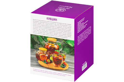 Кувшин 1,8 л 18*13*19,5 см "Crystal glass" серебро+метал.крышк. с силик.уплотнит, ионное покр