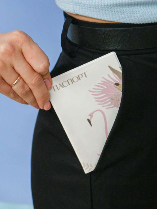 ОБЛОЖКА ДЛЯ ПАСПОРТА Tropical flamingo, плотность 600 мкм