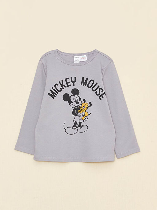 Bisiklet Yaka Uzun Kollu Mickey Mouse Bask?l? Erkek Bebek Pijama Tak?m? - Waikiki фото 2