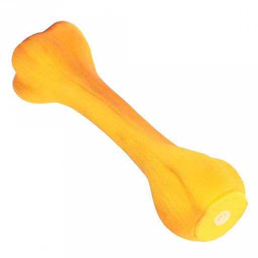 Игрушка для собаки "Кость" 16х4х4см, с пищалкой, ПВХ, желтый, "Pet toys" (Китай)
