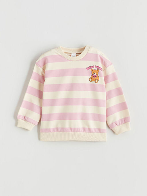 Bask?l? K?z Bebek Sweatshirt ve Pantolon 2li