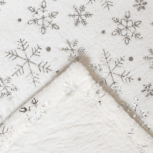 Плед «Этель» «Серебряные снежинки» 180×200 см,100% п/э, корал-флис 220 г/м²