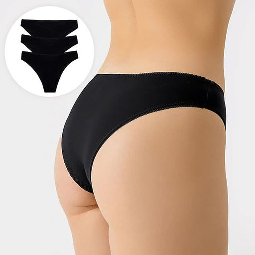 Трусы женские бразилиана Mark Formelle, набор 3 шт., чёрные, размер 48 (L)