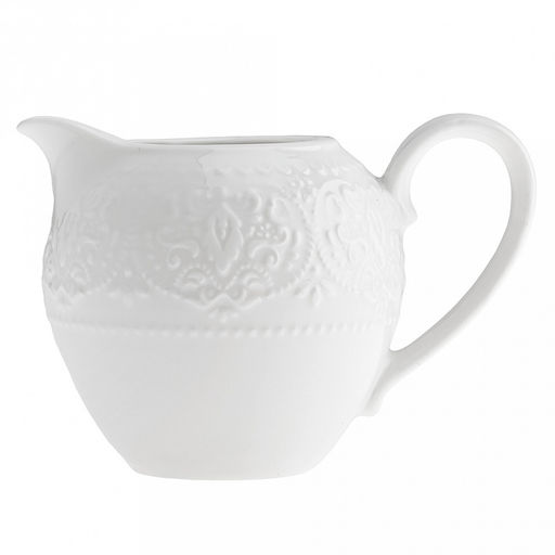 Русь Сливочник (молочник) фарфоровый 180мл, д7,5см h7,7см, белый, рельефный декор (Китай) - Домашняя мода фото 2