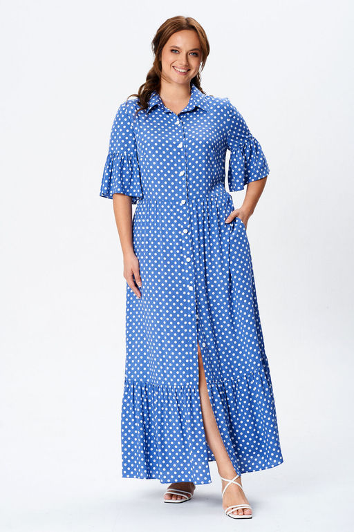 Платье Liona Style 902 синий в горох