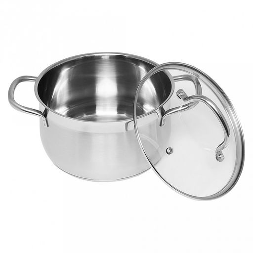 Кастрюля из нержавеющей стали Victoria 5,4л, д22см, h13см, s0,5мм, дно s3мм, стеклянная крышка, цветная коробка, Appetite (Китай) Подходит для всех видов плит, включая индукционную. - Домашняя мода фото 3