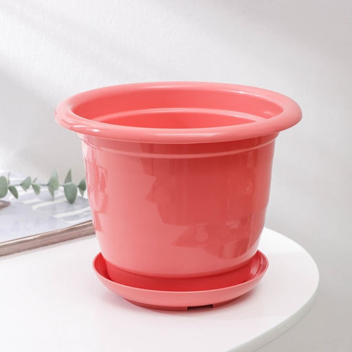Горшок для цветов с поддоном Доляна «Арена», 2 л, пластиковый цвет коралловый