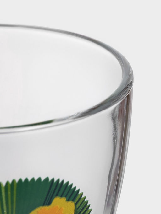 Цена за 20 шт. Кружка Тропические фрукты, 250 мл, стекло, прозрачная, рисунок МИКС