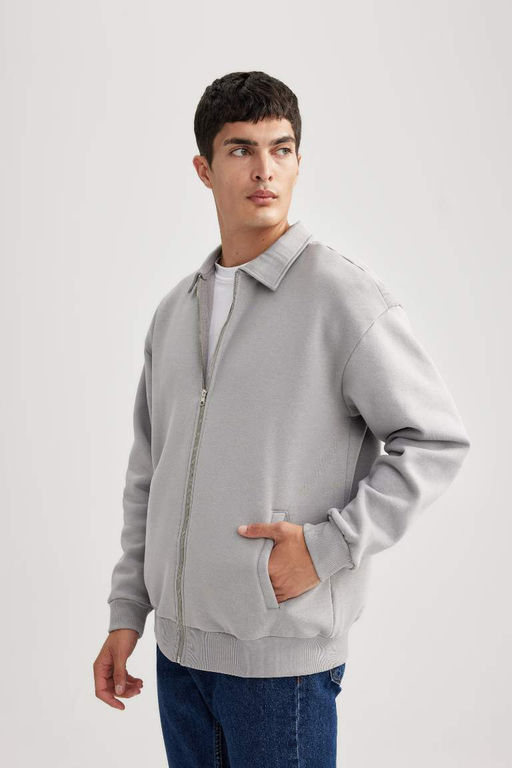 Кардиган оверсайз с воротником-поло и мягкой пушистой изнанкой - Defacto фото 4