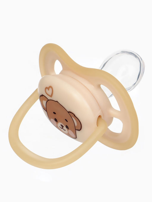 Светящаяся соска-пустышка анатомическая, силикон, от 0 мес., «Мишка», цвет бежевый