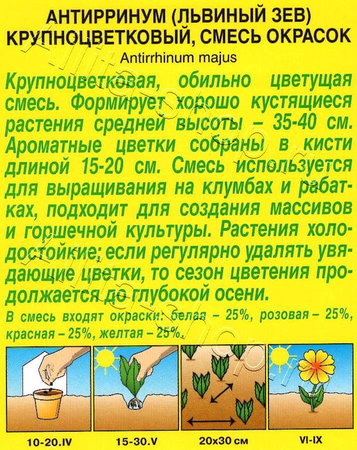 Львиный зев Крупноцветковый, смесь окрасок 0,3г (Аэлита)