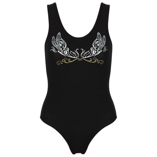 Купальник гимнастический Grace Dance Бабочка, на широких бретелях, р. 40, цвет чёрный  фото 7