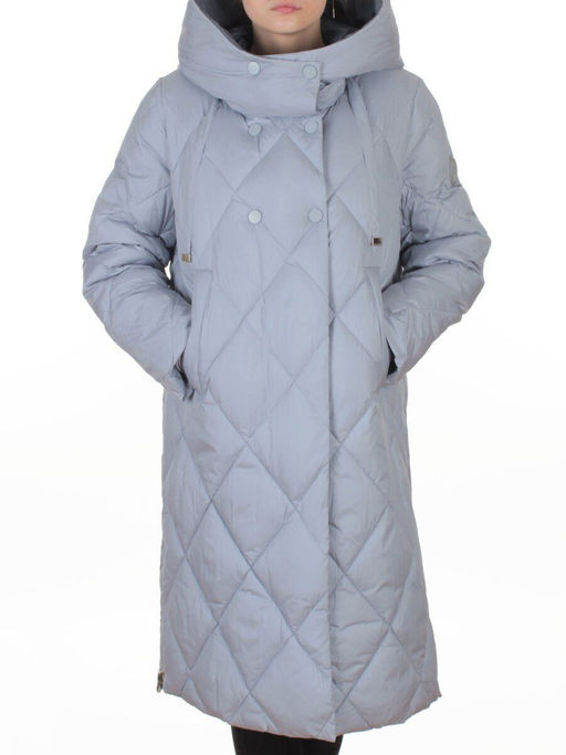 8388 GRAY/LT. BLUE Пальто стеганное зимнее женское оверсайз (200 гр. холлофайбер)