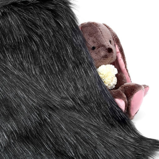 Ткань для рукоделия, мех длинноворсовый на трикотажной основе, тёмно-серая, лоскут 50×50 см