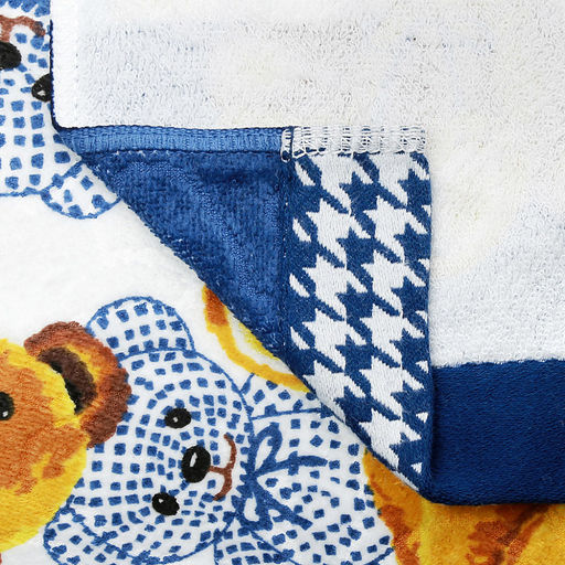 "Япония-2059" Полотенце махровое 70х140см, плотность 300гр/м2, 100% хлопок, "Мишутки", синий, Bolangde (Китай)