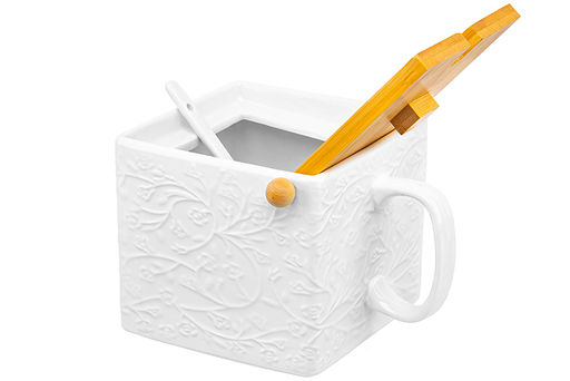 Банка д/сыпучих продуктов с бамбуковой крышкой 1000 мл 16,5*15*12 см Веточки-цветочки + ложка - Elan gallery фото 5