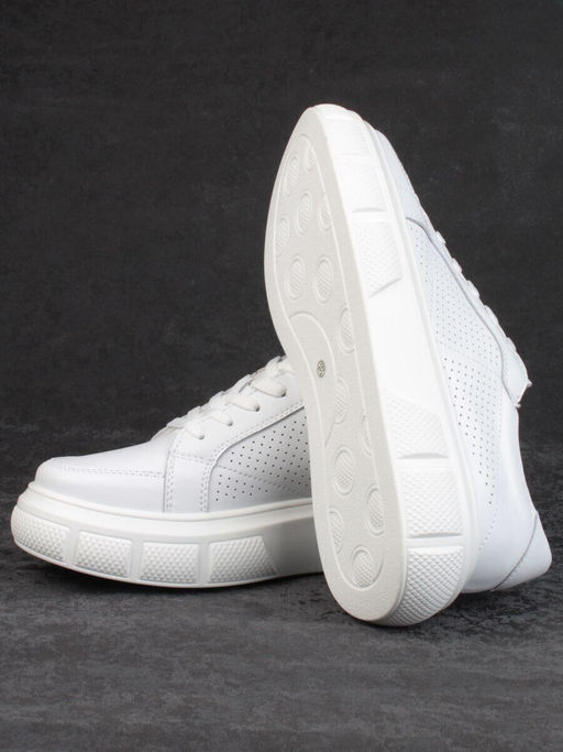 05-PDE35-1 WHITE Кроссовки женские (натуральная кожа)