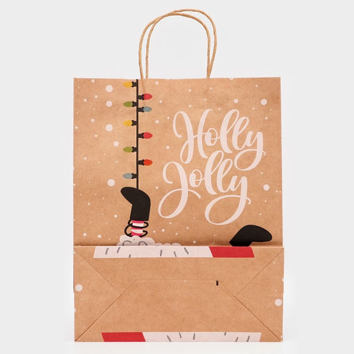 Цена за 6 шт. Пакет бумажный подарочный новогодний крафт Гирлянда, 33?26?12 см - UPAK LAND фото 3