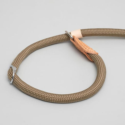 Поводок-удавка 150 х 1 см, полиэстер и натуральная кожа, бежевый - Пижон фото 3