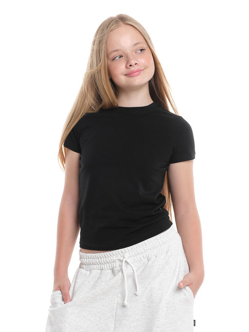 Футболка для девочки скимс для школы с коротким рукавом 22-7694 черный - Mini maxi фото 7