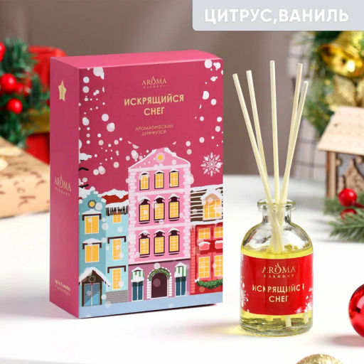 НОВИНКА! Диффузор ароматический ИСКРЯЩИЙСЯ СНЕГ 50 мл (открытка) - Aroma harmony фото 4