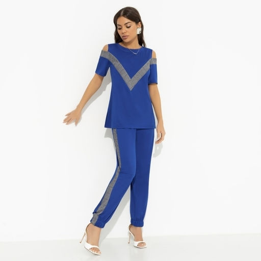 Брючный комплект из трикотажа Нешуточная конкуренция (blue 2 в 1) - Charutti фото 2