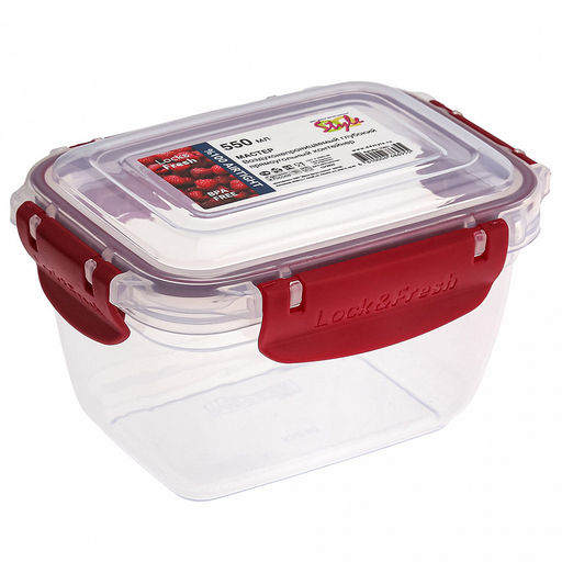 Контейнер для продуктов пластмассовый Мастер 0,55л, глубокий, прямоугольный, с клипсами, воздухонепроницаемый (герметичный), съемный силиконовый уплотнитель, подходит для СВЧ, цвета микс (Россия) - Домашняя мода фото 4